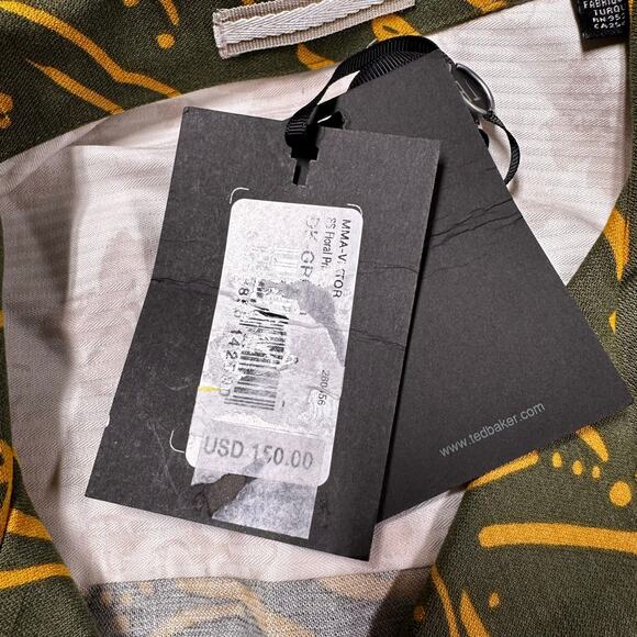 Ted Baker Viktor Dark Green Floral Short Sleeve Button Down Men's 6 (US XXL) NWT - Picture 5 of 9